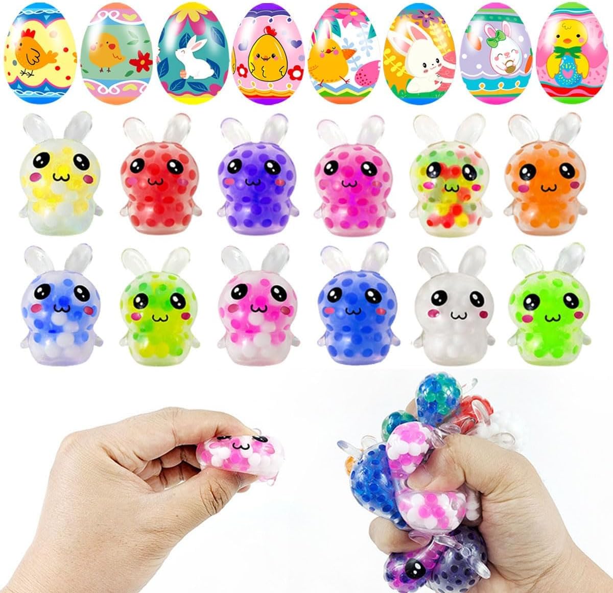 Prefilled Easter Eggs with Squeeze Stress Ball Toys β 24 Pack
