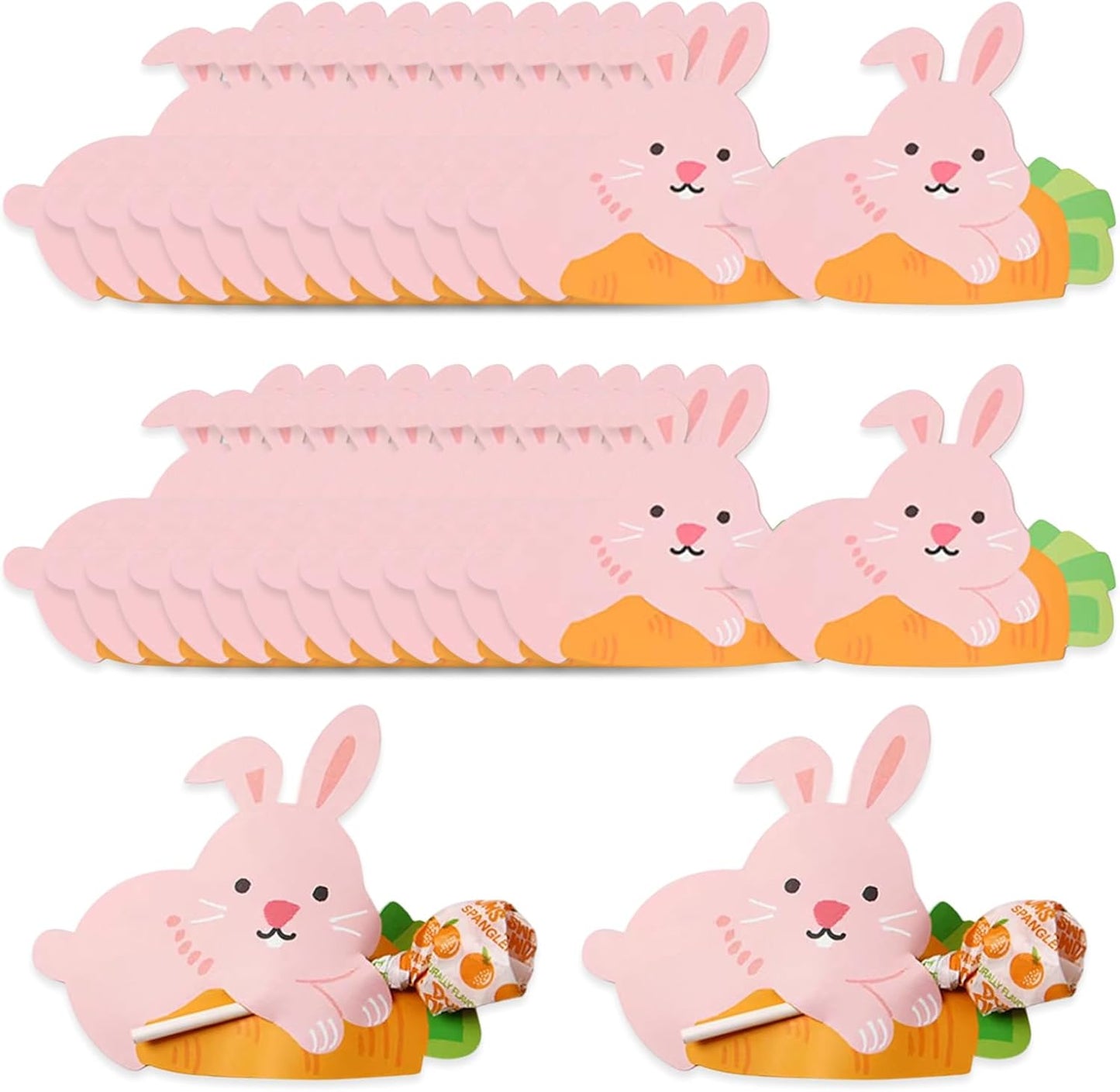 Easter Bunny Lollipop Cards – 50-Pack Candy Holder Cards for Party Decor