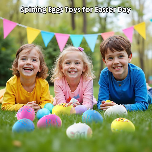 Light-Up LED Spinning Tops & Musical Easter Eggs – 4-Pack