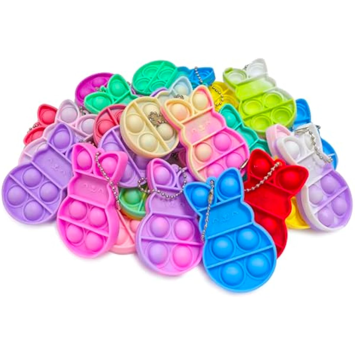 24 PCS Prefilled Easter Eggs with Bunny Pop Bubble Fidget Keychains Toy Inside for Kids Boys Girls Easter Basket Stuffers Party Favors Easter Egg Fillers Hunt
