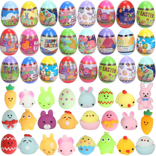 Prefilled Easter Eggs with Toys Inside – 24 Pack for Egg Hunts & Baskets