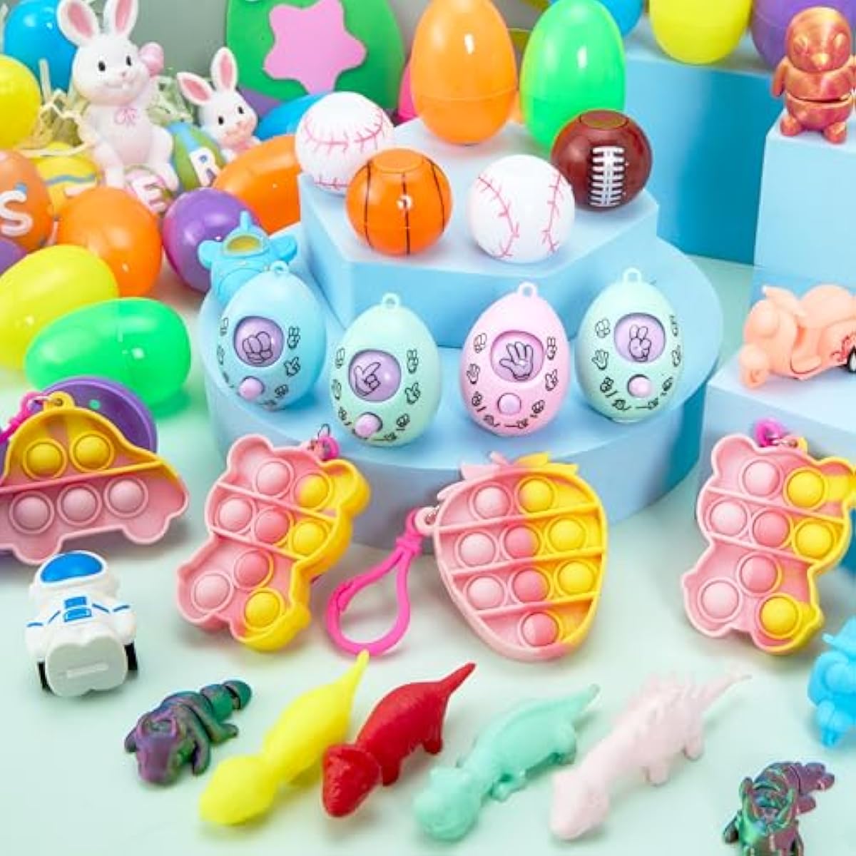 JOYIN 24Pcs Easter Eggs Prefilled with Assorted Toys, Easter Basket Stuffers for Kids, Easter Egg Hunt , Classroom Prize Supplies