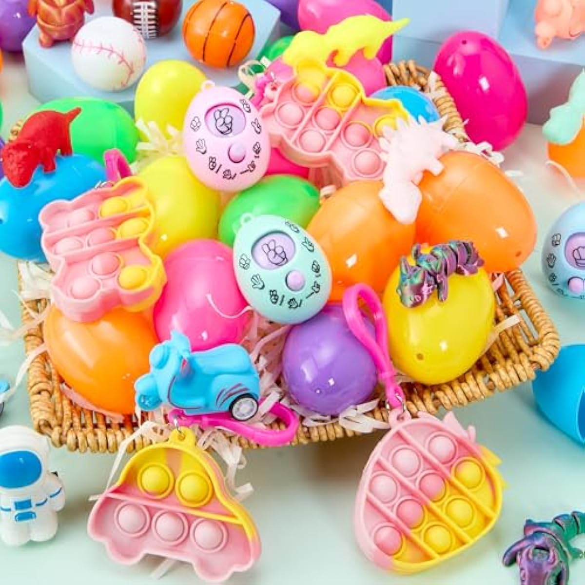 JOYIN 24Pcs Easter Eggs Prefilled with Assorted Toys, Easter Basket Stuffers for Kids, Easter Egg Hunt , Classroom Prize Supplies