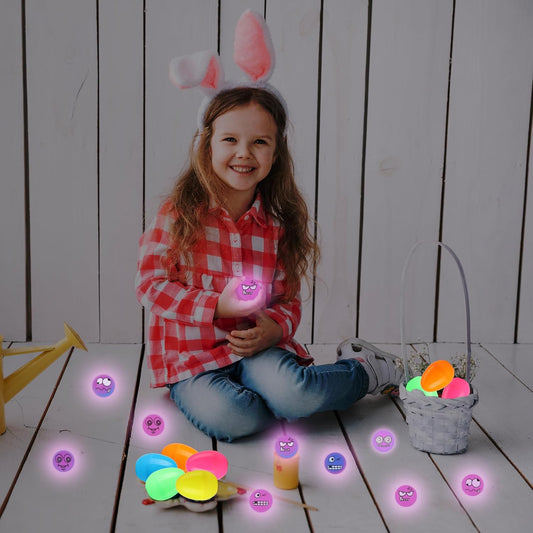 Prefilled Easter Eggs with Glow-in-the-Dark Bouncy Balls – 18 Pack
