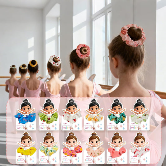 Ballerina Valentine's Day Cards with Hair Scrunchies – 24 Pack