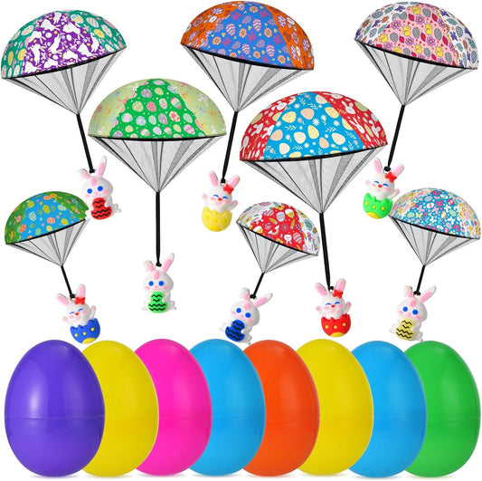 Prefilled Easter Eggs with Parachute Toys – 8-Pack for Egg Hunts