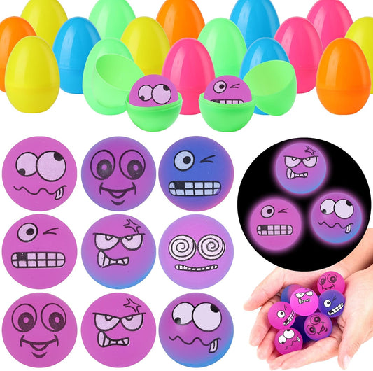 Prefilled Easter Eggs with Glow-in-the-Dark Bouncy Balls – 18 Pack