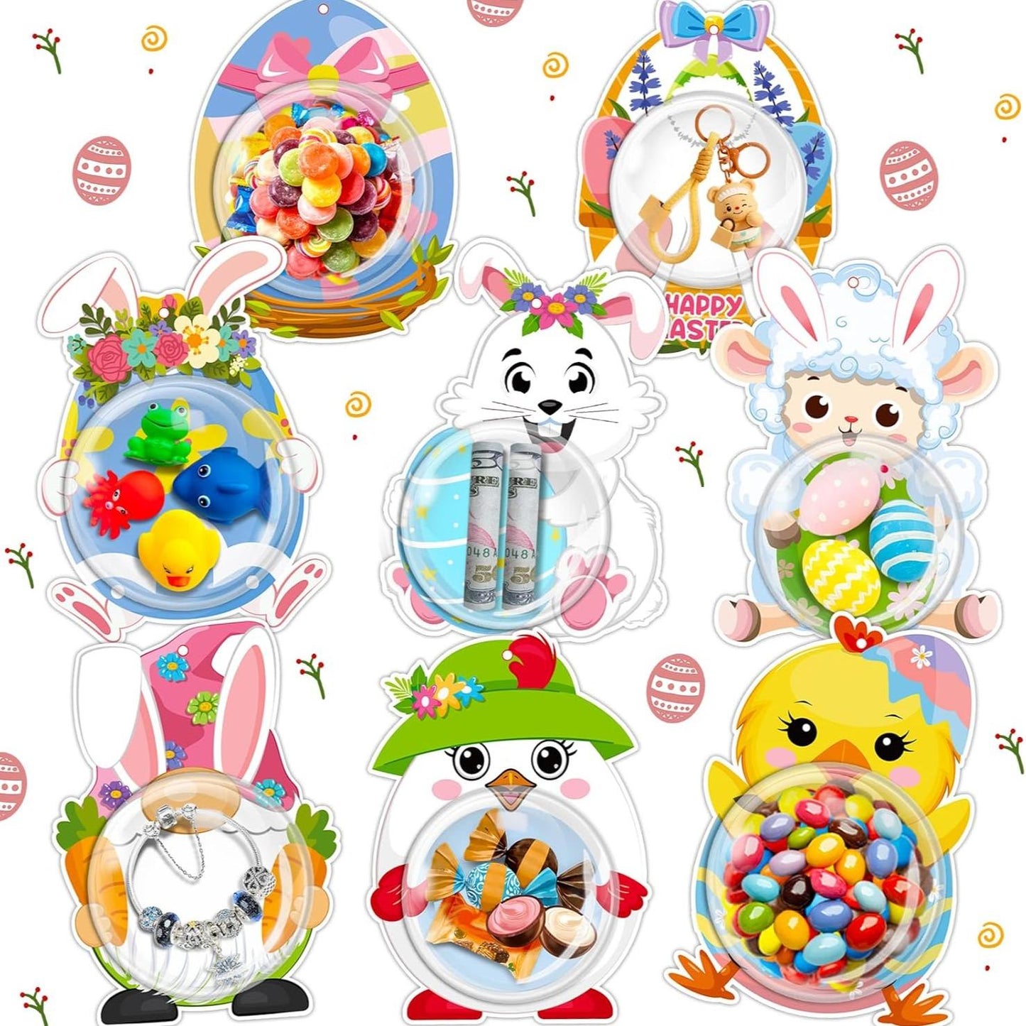 Easter Bunny Lollipop Cards – 50-Pack Candy Holder Cards for Party Decor
