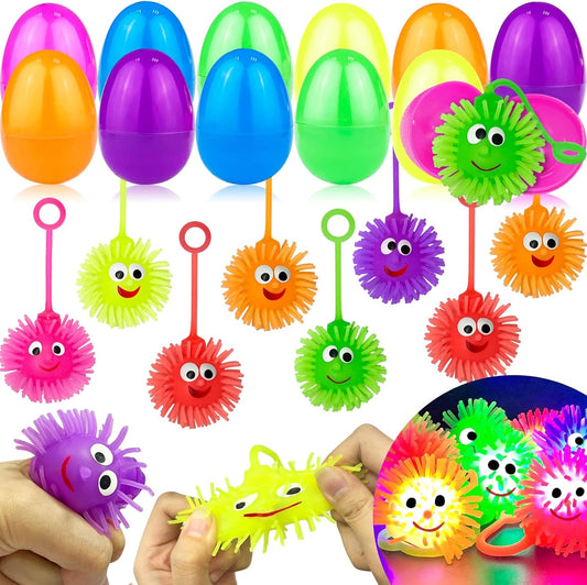Easter Eggs Filled with Fidget & Light-Up Puffer Toys – 12-Pack