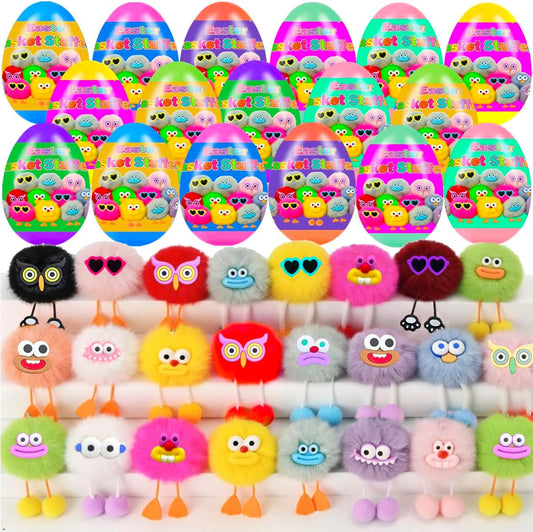 Prefilled Easter Eggs with Plush Keychains – 24-Pack Egg Hunt Fillers